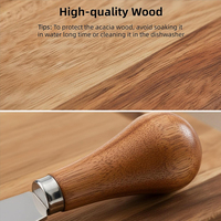 Plateau à beurre en bois d'acacia avec couvercle en verre et support à couteau intégré, plateau de service antidérapant pour plateau à fromages de fête