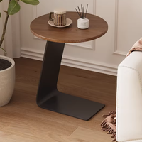 Table basse en bois massif durable avec plateau en marbre et structure en métal, design moderne pour salon et balcon, petite taille
