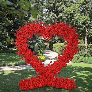 HTD6-2 # Arco Floreale Realistico di Rose Rosse in Seta Morbida, Decorazione per Matrimoni, Lauree, Halloween, Sfondo per Palcoscenico e Finestre - Product Image 5