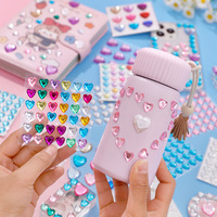 Autocollants en diamant 3D, cristal, gemme, autocollants en strass en forme de cœur, autocollants décoratifs pour enfants, bricolage, autocollants pour téléphone portable