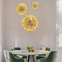 Lustre suspendu globe moderne de luxe personnalisé, LED, effet feu d'artifice, en chrome, pour bars, cafés, magasins, hôtels à plafond haut, maisons