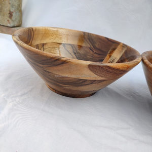 Tazón pulido de madera de Acacia hecho a mano de alta calidad, tazón para servir de diseño moderno, restaurante de Hotel, seguro, servicio de ensalada de frutas personalizado - Product Image 5