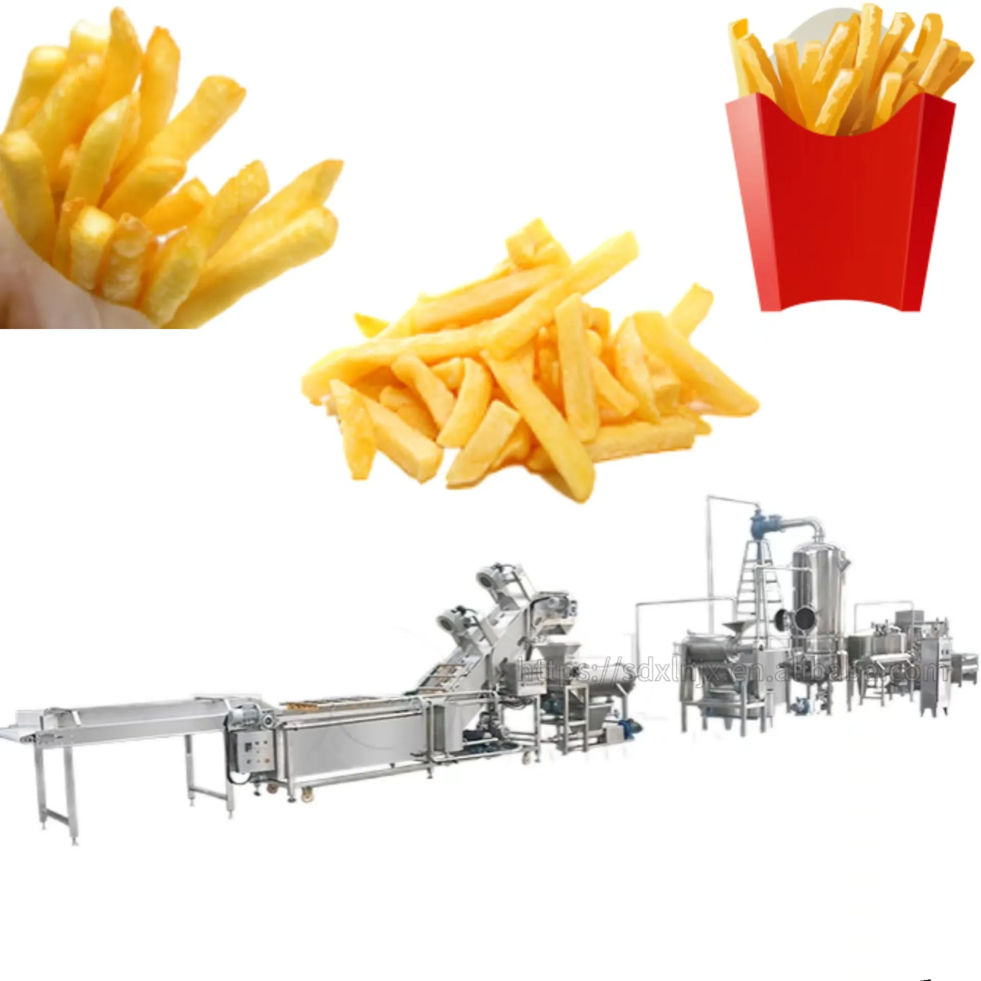 100 Kg/h equipo automático de producción de patatas fritas congeladas frescas fritas de acero inoxidable