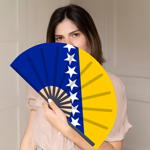Abanicos Plegables de Bambú con la Bandera de Bosnia y Herzegovina, Abanico de Mano para Carnaval, Boda, Festival, Fiesta, Agencia de Viajes, Venta al Por Mayor - Product Image 5