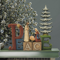 Figurine de Noël Statue de la Nativité PEACE-Figurine en résine décorative pour la maison avec la Sainte Famille