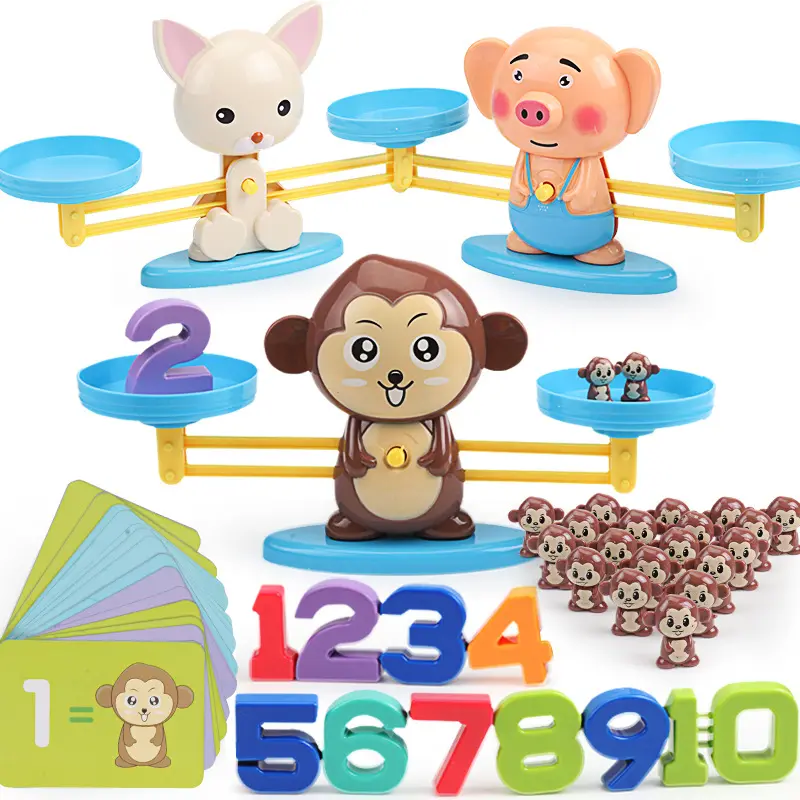 Neues Tier Digital Balance Spielzeug für Kleinkinder Lernen Mathematik Lernspiel zeug Umwelt freundliches Holz Naturholz Farbe Oray ASTM,EN71 0.7
