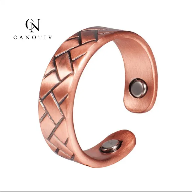 Adjustable Copper Rings Magnetic Health Energy Metal Open Cuff Ring Arthritis Finger Ring for women