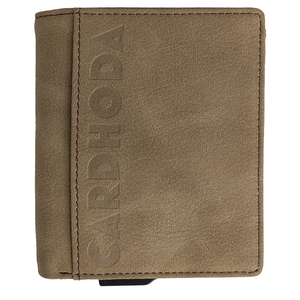 Portefeuille fin en cuir véritable pour homme Cardhoda, fermeture pliante, design à lettres en relief, style minimaliste, utilisation quotidienne, portefeuille court - Product Image 6