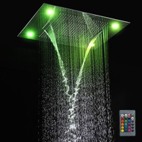 Panneau de douche de bain 600*800mm Pluie, Brume, Cascade, Rideau d'eau Fonction multiple Robinet de douche de bain LED
