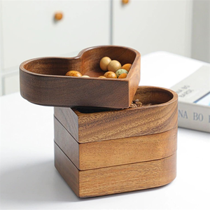 Plateaux de service pour sushis et desserts en bois massif faits à <span class=keywords><strong>la</strong></span> main, en forme de cœur, 4 pièces, modernes, lavables au lave-vaisselle, vente en gros - Product Image 5