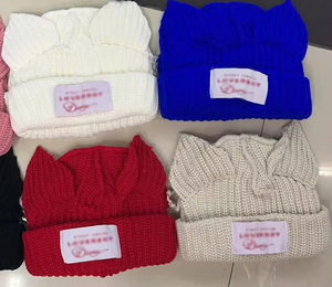 Biểu Tượng Tùy Chỉnh Mới Đến Giản Dị Dệt Kim Beanie <span class=keywords><strong>Hat</strong></span> Pháp Dệt Kim <span class=keywords><strong>Hat</strong></span> Hàn Quốc Phong Cách Dễ Thương Fox Tai Nhân Vật Beanie Mũ - Product Image 4