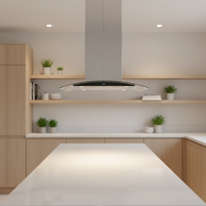 <span class=keywords><strong>Hotte</strong></span> de cuisine îlot centrale murale à prix imbattable avec boîtier en acier inoxydable, contrôlée par application, classe A d'efficacité énergétique - Product Image 1