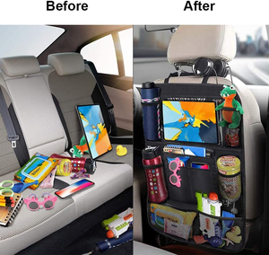 Organizador de asiento de coche con 9 bolsillos, soporte transparente para tableta, Material Oxford negro, 50 Uds., organizador de uso diario para niños - Product Image 3