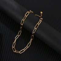 Nouveau Collier Chaîne à Maillons Tendance en Acier Inoxydable Noir Argenté, Plaqué Or 18K, Minimaliste et Élégant, pour Femme