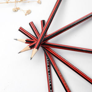 HB crayon Style classique rouge peinture croquis hexagone en bois 2B crayon avec tête de gomme pour fournitures scolaires de bureau - Product Image 3