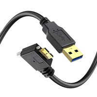 Cable USB 3.0 de 3.3 Pies, Tipo A Macho a Micro B Macho, Ángulo Recto de 90 Grados, Material de PVC, Conductor de Cobre Puro Blindado para Computadora/Impresora