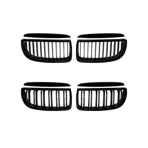 Bmw 3 Series E90 E91 Front Grille Inserts 2005 2008 ABS Plastic Black Single Double Line Style - Product Image 5