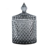 Stoples lilin kaca Yurt kristal Vintage mewah dengan tutup stoples permen kaca kosong untuk dekorasi pernikahan Paskah guci lilin potong Geo