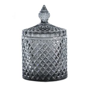 Luxus Vintage Kristall Jurte Glas Kerzen gläser mit Deckel Leeres Glas Candy Jar für Ostern Hochzeits dekoration Geo Cut Candle Jar - Product Image 3