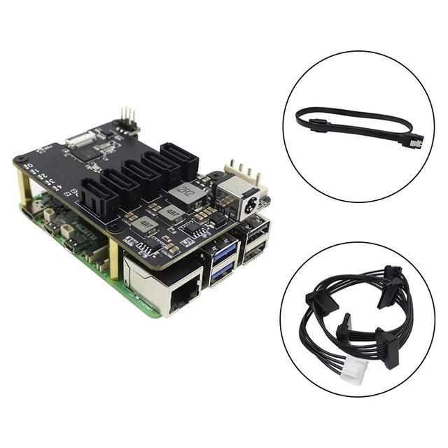 ZYSY Raspberry Pi 5 PCIe to SATA Hard Drive Expansion Board X1009 5-Way 3.0 Mechanical Adapter