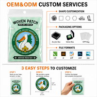 Kit de patchs tissés personnalisés avec logo, avec sac OPP et carte en papier, à thermocoller ou à coudre, pour cadeaux promotionnels d'entreprise