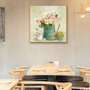 Ensemble <span class=keywords><strong>d</strong></span>'art mural sur toile encadré/sans cadre - Impressions de vase à fleurs roses vintage pour la <span class=keywords><strong>d</strong></span>écoration du salon et de la chambre à coucher - Product Image 6