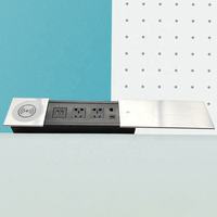 Meuble de salon mural USB de style moderne avec chargeur sans fil, prise de bureau escamotable, prise coulissante, fonction Plug & Play