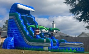 <span class=keywords><strong>Location</strong></span> de jeux d'eau pour fêtes d'<span class=keywords><strong>été</strong></span>, toboggan aquatique tropical commercial, toboggan aquatique gonflable bleu marbre, cour avec piscine - Product Image 6