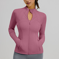 Nueva Chaqueta de Yoga Ligera para Mujer, Talla Grande, a Rayas, con Cierre, Manga Larga, Orificios para Pulgares, Transpirable, Secado Rápido, Elástica en Cuatro Direcciones