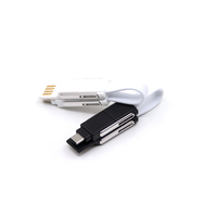 Câble de chargement USB 4 en 1 PD 3A 60W Fast Data Cable with Key Ring Type C Micro OTG for Mobile Phone