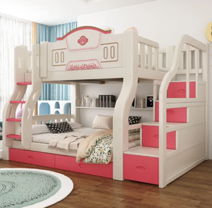Letto a Castello Doppio per Bambini in Legno Massello Rinforzato, Letto Alto-Basso Multifunzionale per Camera da Letto, Design Moderno con Spazio di Archiviazione - Product Image 3