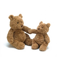 Boneka Beruang Cokelat Klasik JC UK Bartholomew, Boneka Teddy Berbulu Keriting, Boneka Hewan Isi Dakron, Boneka Beruang Lembut, Hadiah untuk Anak