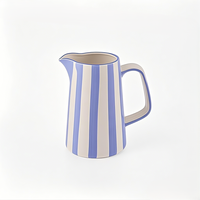 Pichet Citrouille en Céramique à Rayures Couleurs Personnalisées, Grès Classique Peint à la Main, 750 ml, Écologique, Coffret Cadeau, Vaisselle Décorative
