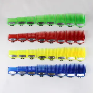 8 pièces Guides de coupe de tondeuse à cheveux peignes de limite garde magnétique multicolore pour tondeuse à cheveux transparente