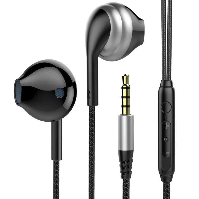 Metal wired earphone in-ear heavy bass wire control with microphone mobile phone computer K-song earphone