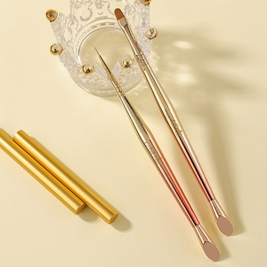 Pinceau de traçage pour nail art UV style japonais, poils en nylon plats, forme ovale, virole sertie, manche en plastique, stylo à ongles pour salon de manucure - Product Image 5
