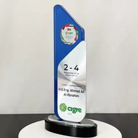 Plaque de cristal gravée avec logo personnalisé, trophée avec plaque en métal argenté pour récompenser les employés exceptionnels