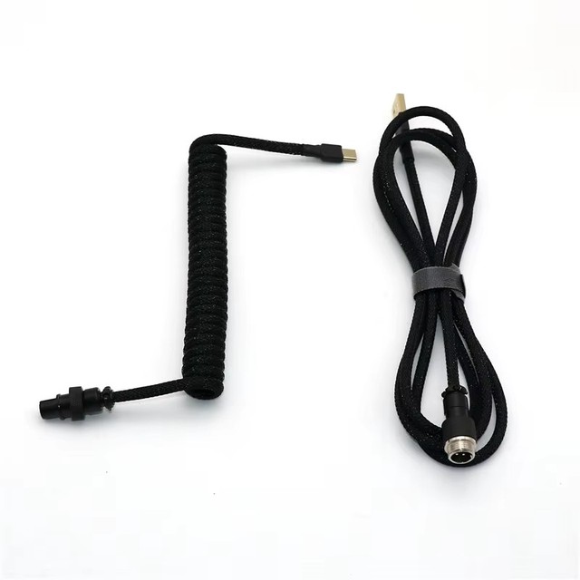 Angitu Black White Red Blue GX12/GX16/0B/1B/YC8 Aviator Type C Coiled Mechanical Keyboard USB Cable