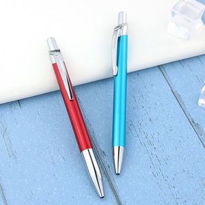 Brushed Aluminum Click <b>Ballpoint</b> <b>Pen</b> With Full Chrome Metal Fittings 2 Bright Solid Color Retractable Advertising <b>Pen</b> - Product Image 2