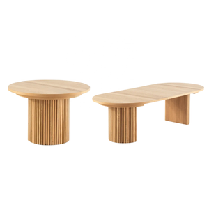 2027 Modern Style Natural Wood Color <strong>Round</strong> Transformer <strong>Extendable</strong> Solid Wood <strong>Dining</strong> <strong>Table</strong> for <strong>Dining</strong> Room - Product Image 1