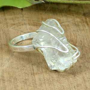 92.5 argent Sterling naturel non traité cristal Quartz brut pierre précieuse anneau incolore Satyloka Quartz bijoux en gros - Product Image 3