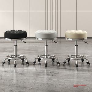 Sillón de Peluquería Profesional con Ruedas Giratorias, Taburete de Maquillaje para el Hogar, Elevador de Metal, Respaldo para Barbería - Product Image 1