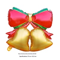 Décoration suspendue de Noël en forme de nœud papillon métallique brillant de 22 pouces avec clochette, pour cheminée, porte, couronne, fête de Noël, ballon gonflable