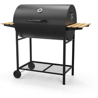 Barbecue au charbon de bois robuste en acier thermolaqué pour extérieur, avec fumoir et table latérale