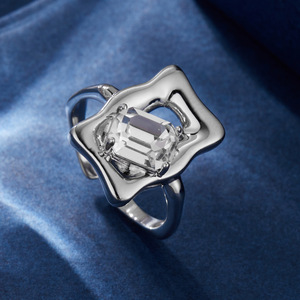 Hollow Geometric Open <b>Ring</b> Prong Setting <b>Adjustable</b> Index Finger <b>Ring</b> Gift - Product Image 2