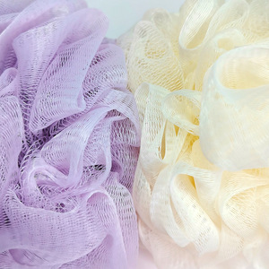 Bath Ball Bath Sponge Flower Shape Purple Beige Body Scrubber For Bathing - Product Image 2