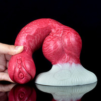 Dildo de silicona platino con ventosa, suave, impermeable, juguete sexual para mujer, con forma de animal, brillante, espiralado, flexible, plug anal, sex shop
