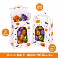 Emballage d'Halloween personnalisé OEM ODM en gros, boîte à bonbons avec fenêtre en PVC imprimée squelette araignée, usine certifiée ISO 9001