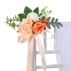 Europäischer Stil Outdoor-Waldblumen-Stuhl Schenkel künstlicher Hochzeitsstuhl Rückseite Blume für Veranstaltungen und Hochzeitsstuhl