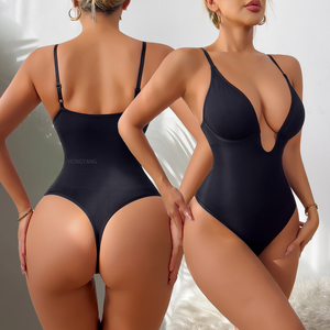 Bán buôn một mảnh sâu v-cổ Shaper với dây đeo liền mạch bodysuit Shapewear nhà sản xuất cho phụ nữ Jumpsuit - Product Image 1